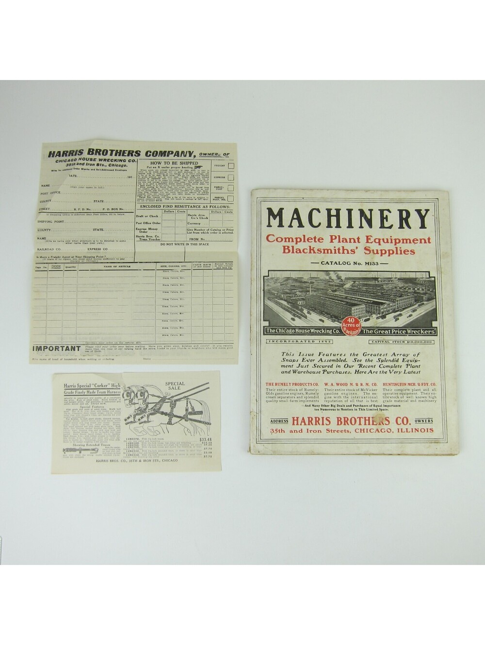 Catalog Harris Brothers Co. Chicago House Wrecking Co. Illinois Antique 1912